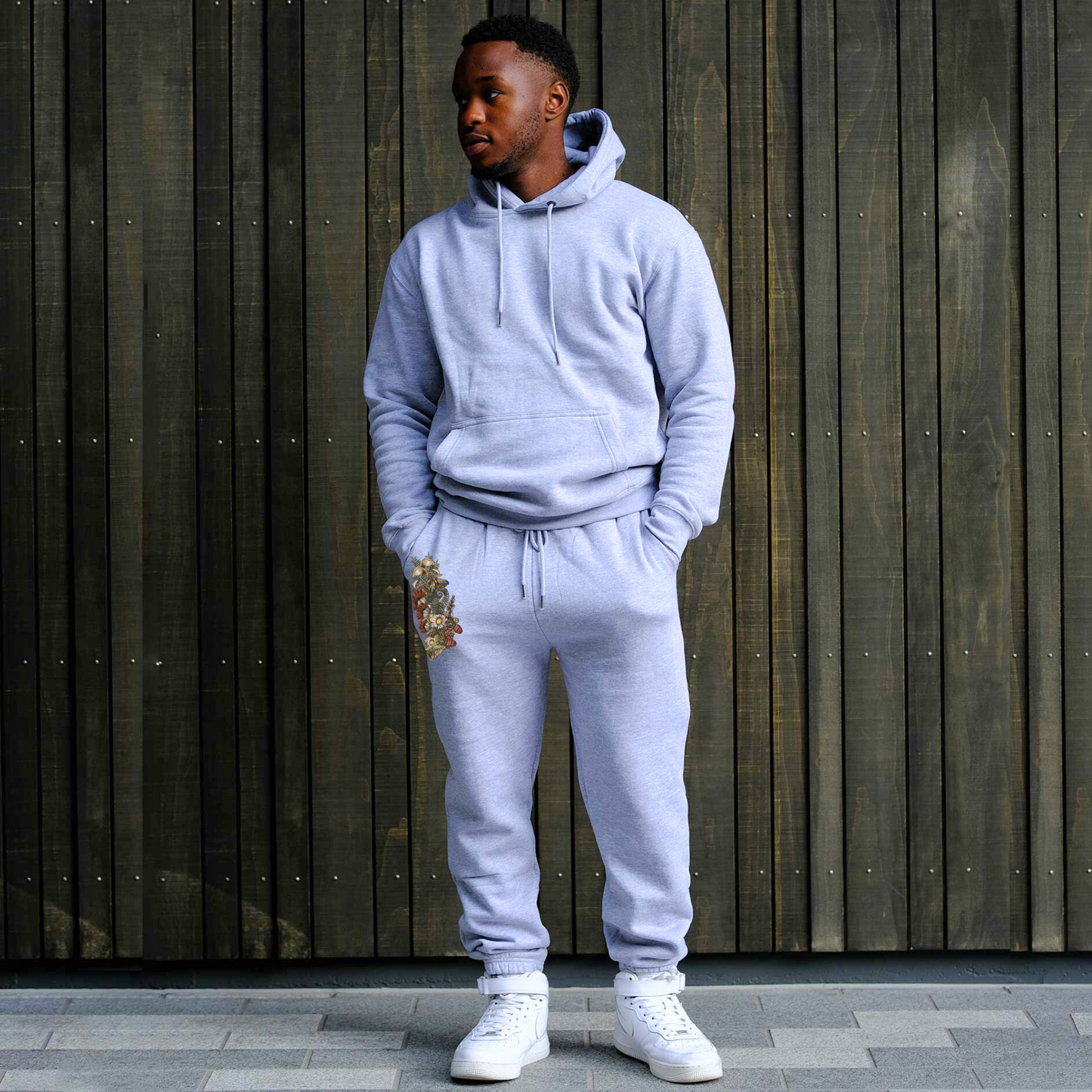 Unisex Wild Flora Skull Loose Track Pants