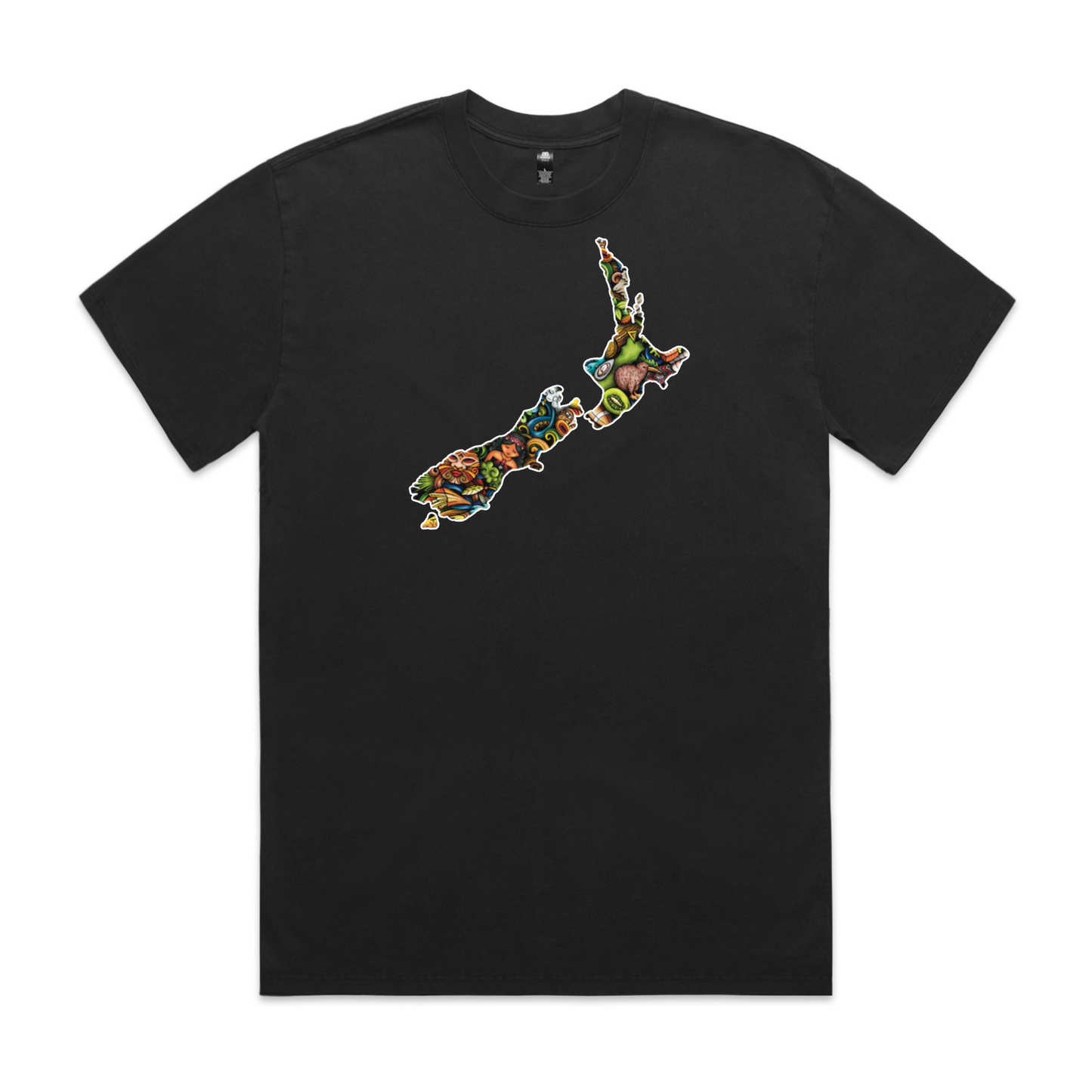 Mens NZ Map Collage Heavy Tee