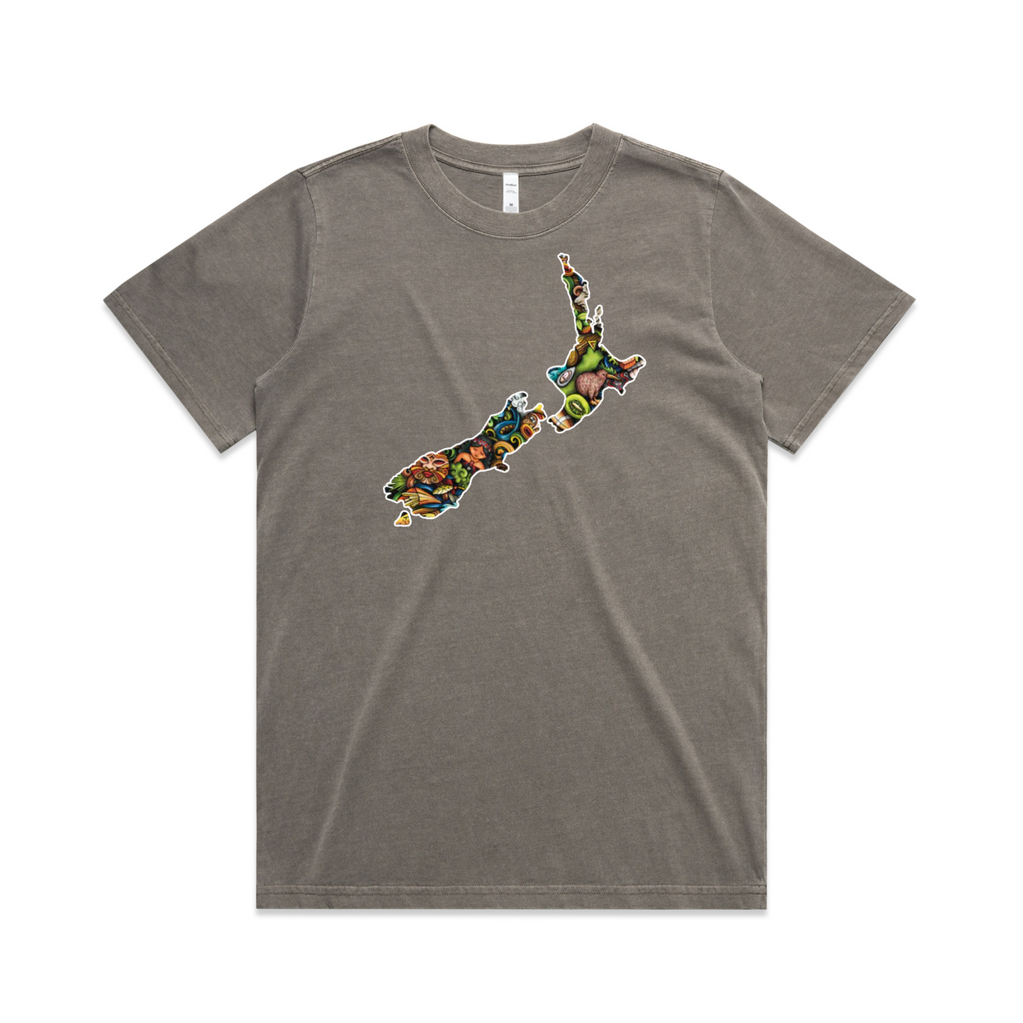 Womens NZ Map Collage Heavy Tee