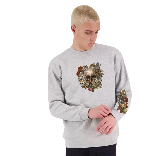 Mens Wild Flora Skull Crew Neck