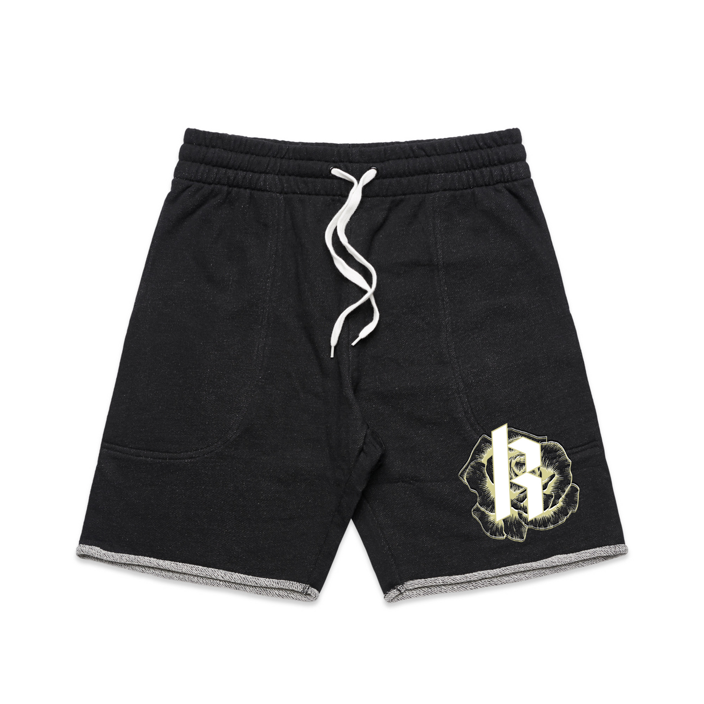 Mens K/Rose Raw Hem Shorts