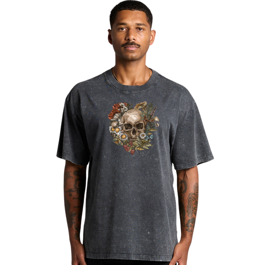 Mens Wild Flora Skull Heavy Tee