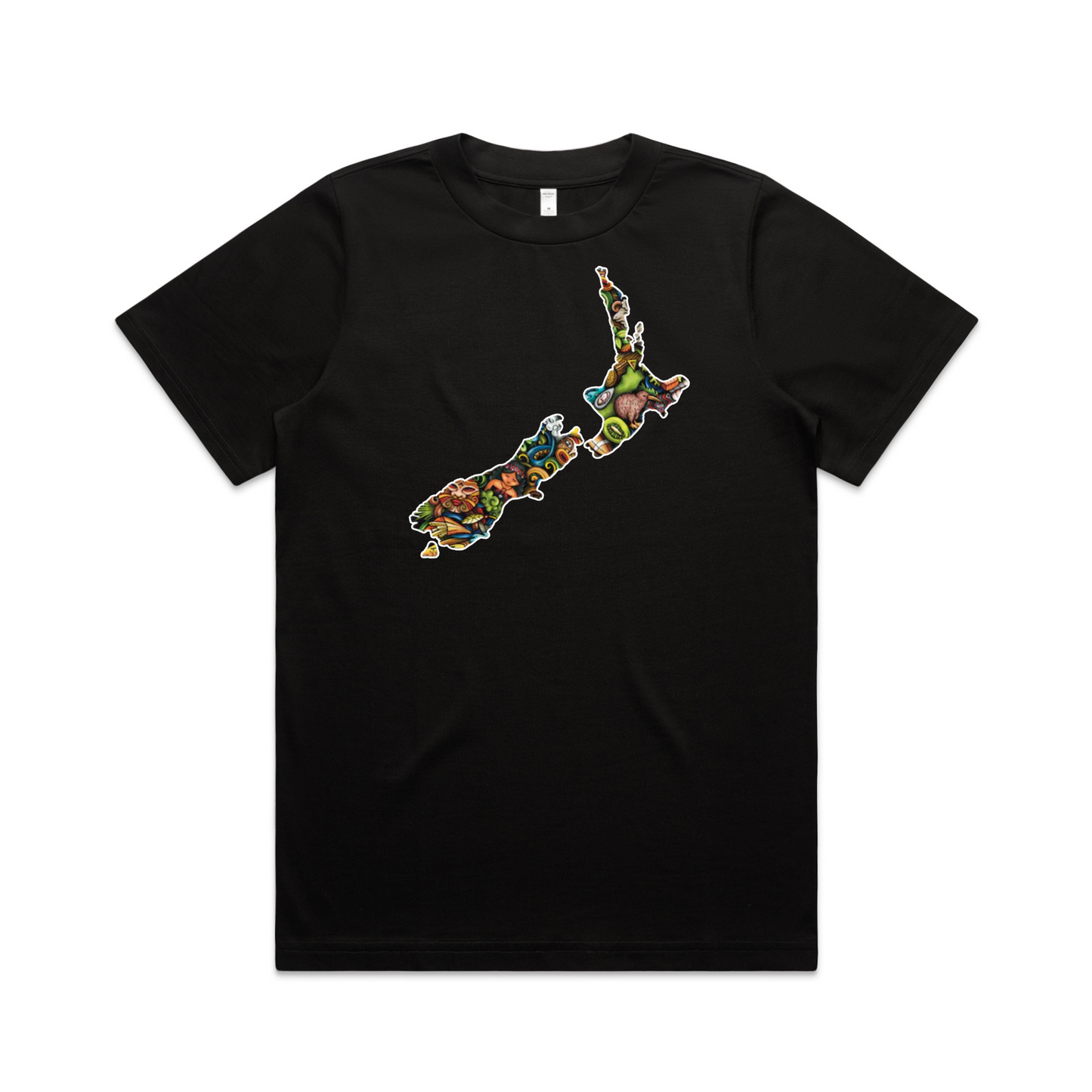 Womens NZ Map Collage Heavy Tee